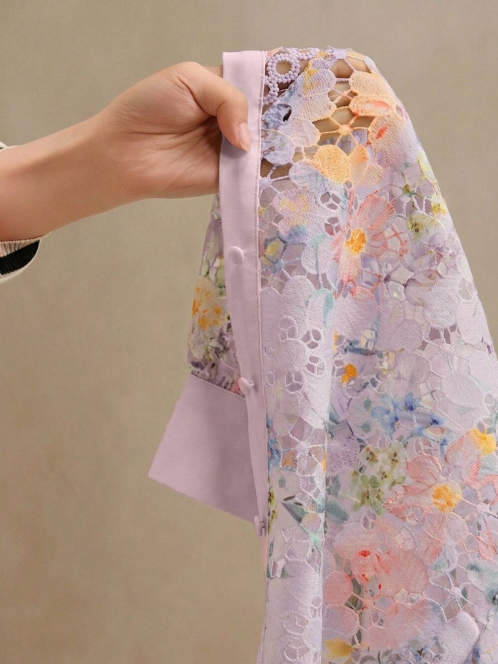 Purple Elegant Women's floral embroidered blouse - Picture 7 of 7